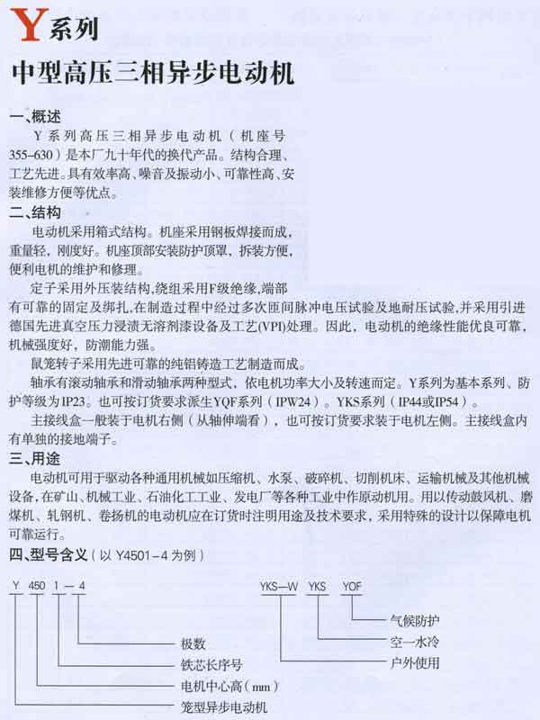 Y系列中型三相異步電動機